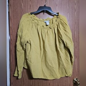 C&C California 100% Cotton Mustard Yellow Off The Shoulder Blouse!